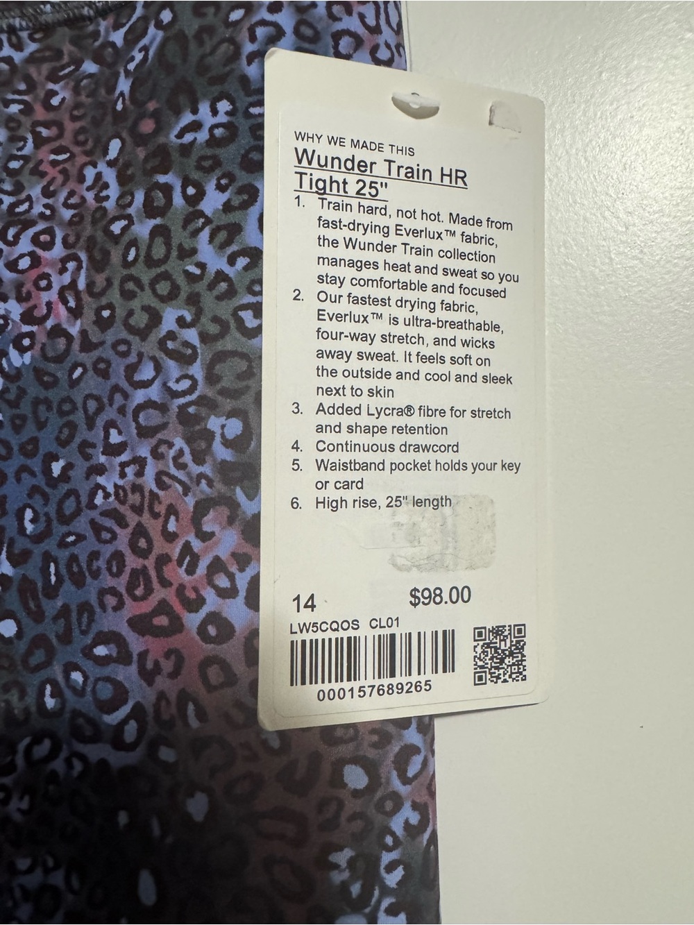 lululemon athletica Women's Leopard-Print Leggings - Purple/Blue/Black NWT SZ14 - Picture 3 of 4